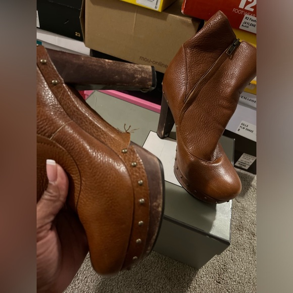 UGG Brown Ankle Boots with Stud Details - Picture 3 of 8